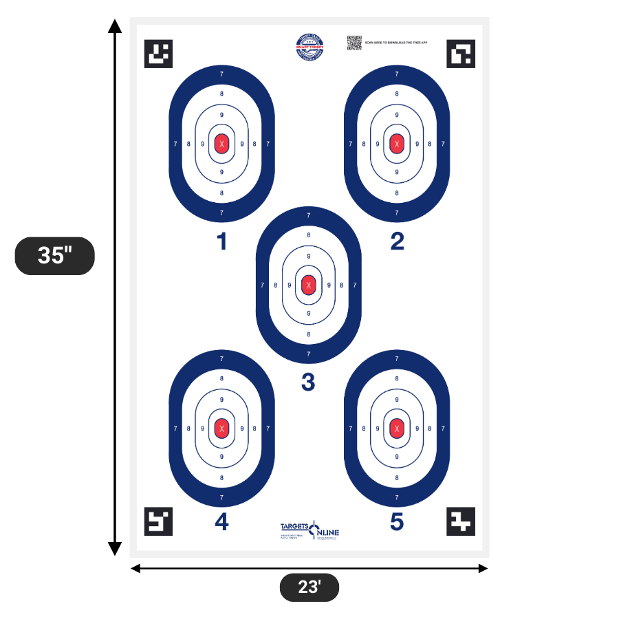Target Eagle B-27 Bullseye-Smart Targets Powered by AI App- Built in Shot Timer,Live-Fire and Dry-Fire Drills, and Scoring- Perfect Paper Targets for Any Shooting Range,23X35 Inch